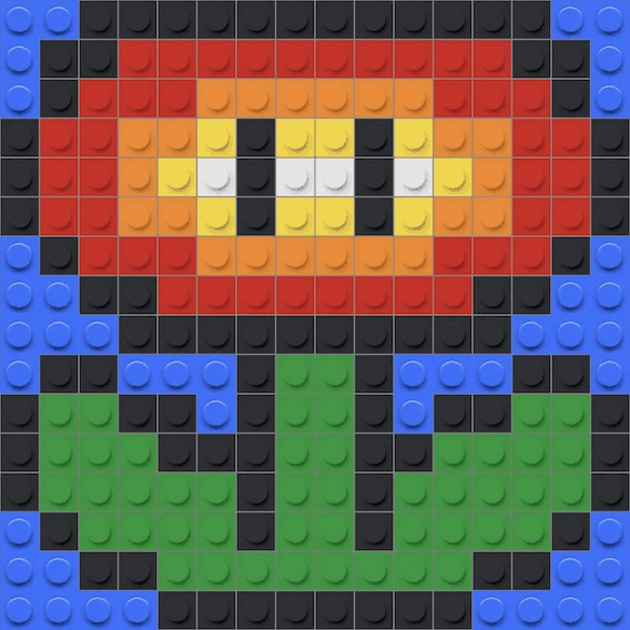 Mosa&iuml;que briques LEGO Fleur de feu - Mario Bros